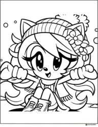 Female Sonic Character in Winter Clothes Coloring Sheet
