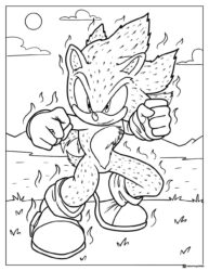 Fierce Furry Sonic Coloring Sheet with Energy Flames