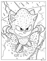 Fierce Sonic Coloring Page Bursting Through Cracked Ground