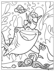 Finding Dory characters underwater coloring page