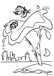 Finding Nemo Coloring Page with fish jumping out of water