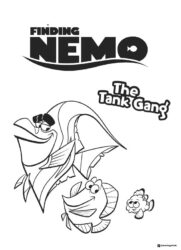 Finding Nemo Tank Gang Characters Coloring Sheet
