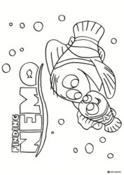Finding Nemo Title Coloring Page with fish