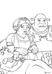 Fiona Shrek and frog coloring page