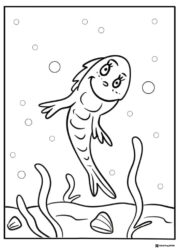 Fish with Bubbles Coloring Page