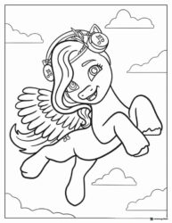 Flying My Little Pony with headphones coloring page