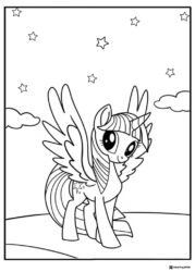 Flying Twilight Sparkle on hill coloring page