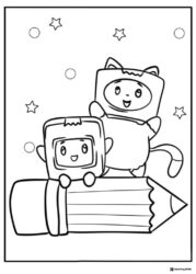Foxy Boxy Lankybox Coloring Page on pencil stars