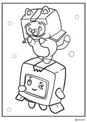 Foxy Boxy Lankybox Coloring Page stacked with circles