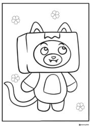 Foxy Lankybox Coloring Page with flowers