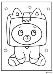 Foxy Lankybox Coloring Page with stars