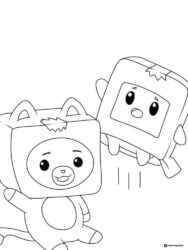 Foxy and Boxy Lankybox Coloring Page in motion