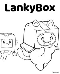 Foxy and Boxy Lankybox Coloring Page with text
