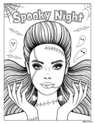 Frankenstein Barbie Coloring Page Spooky Night