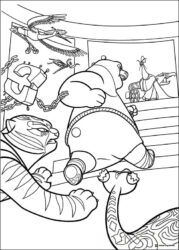 Furious Five and Po fighting Kai Coloring Page