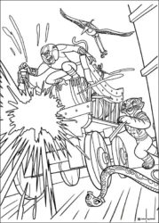 Furious Five fighting on cart Coloring Page