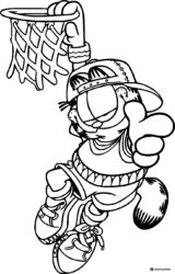 Garfield Basketball Player Coloring Page