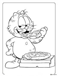 Garfield Coloring Page Eating Pizza