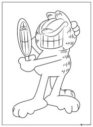 Garfield Coloring Page Looking in Mirror