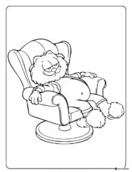 Garfield Coloring Page Lounging in Armchair