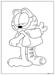Garfield Coloring Page waving while looking at you