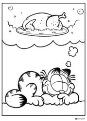 Garfield Dreaming of Turkey Coloring Sheet