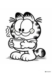 Garfield Drinking from Mug Coloring Sheet