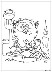 Garfield Eating Spaghetti Coloring Sheet