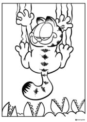 Garfield Hanging Upside Down Coloring Page