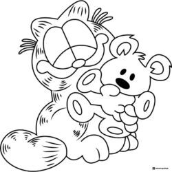 Garfield Hugging Pooky Coloring Page