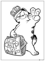 Garfield King with Suitcase of Lasagna Coloring Page
