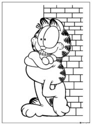 Garfield Leaning Against Wall Coloring Page