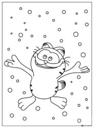 Garfield Looking Up in Snow Coloring Sheet