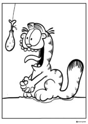 Garfield Looking at Fish Toy Coloring Sheet