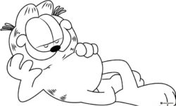 Garfield Lying Down Relaxing Coloring Page