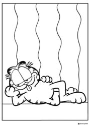 Garfield Lying Down Sticking Tongue Out Coloring Page