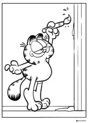 Garfield Painting a Wall Coloring Page