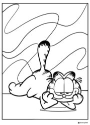 Garfield Playing with Yarn Coloring Page