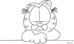 Garfield Resting Head on Paws Coloring Page