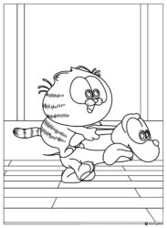 Garfield Riding Odie Coloring Page