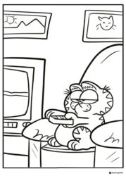 Garfield Watching TV Coloring Sheet