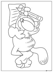 Garfield Writing with Pencil Coloring Page