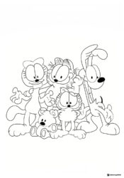 Garfield and Friends Group Coloring Page