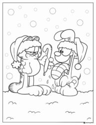 Garfield and Odie Christmas Coloring Page