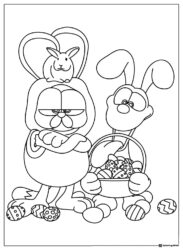 Garfield and Odie Easter Coloring Page