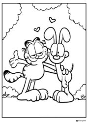 Garfield and Odie Hugging Coloring Sheet