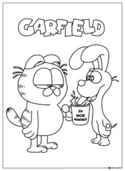 Garfield and Odie I Hate Mondays Coloring Page