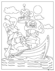 Garfield and Odie Pirate Ship Coloring Page