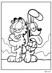 Garfield and Odie Posing Coloring Sheet