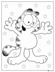 Garfield with Arms Open and Stars Coloring Page
